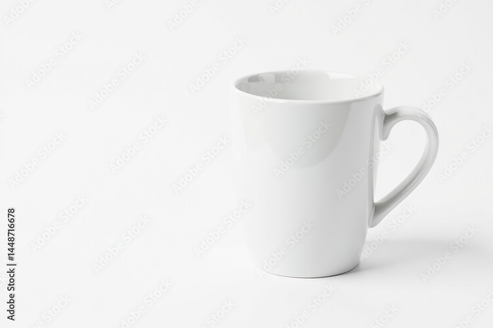 Fototapeta premium White ceramic mug isolated on white background, hot drink, image