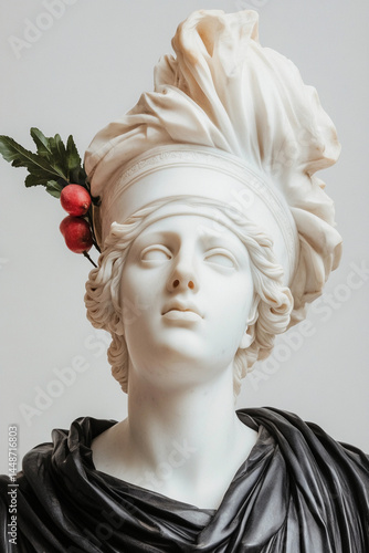 Marble Bust with Radishes and Leaves.