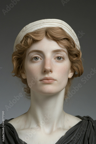 Marble Bust of a Woman in Classical Style.
