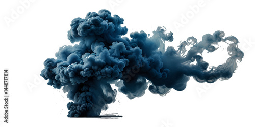 Beautiful smoke plume isolated on transparent background. bright orange paint color powder festival background.	