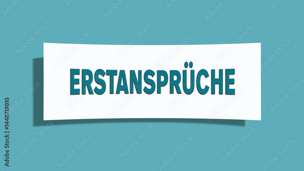 Erstansprueche (Initial claims) - A card isolated on light green background. Erstansprueche (Initial claims) - A card isolated on light green background.