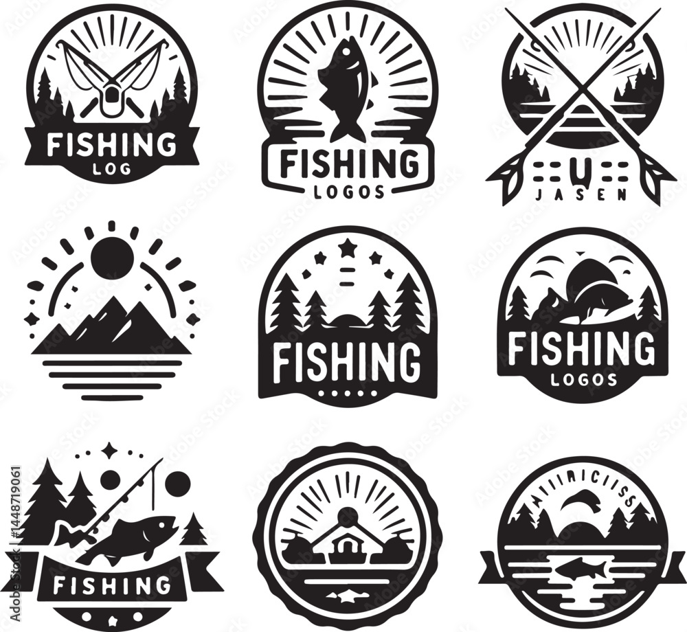 Fototapeta premium Vector Fishing logos badges