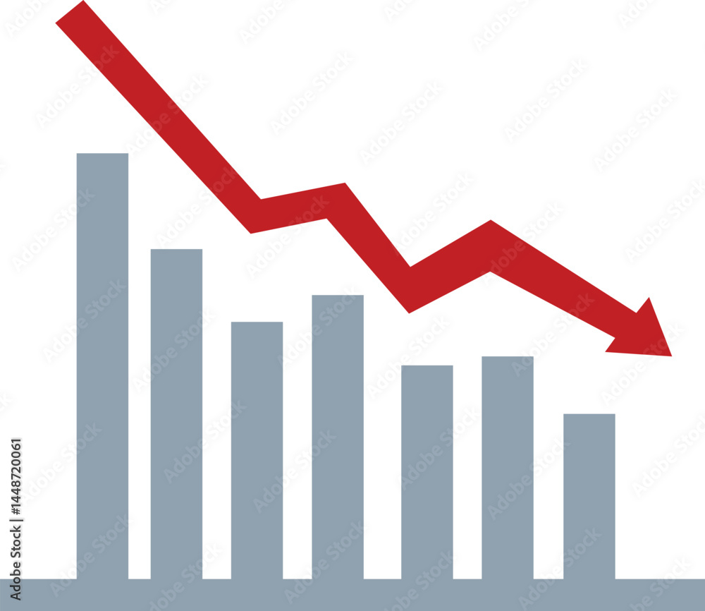 business graph showing down red arrow