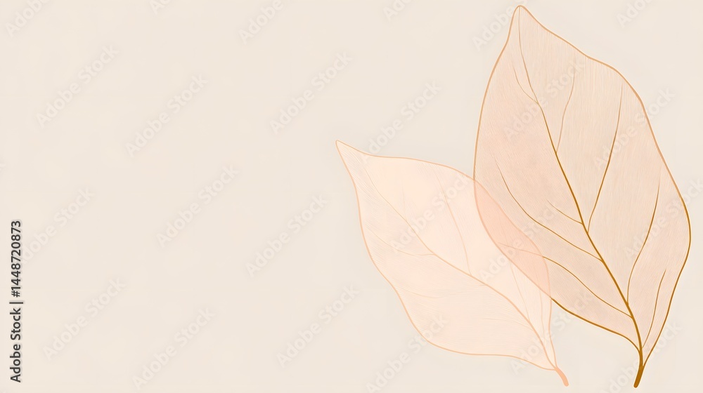 Fototapeta premium Elegant Minimalist Beige and Gold Leaf Design