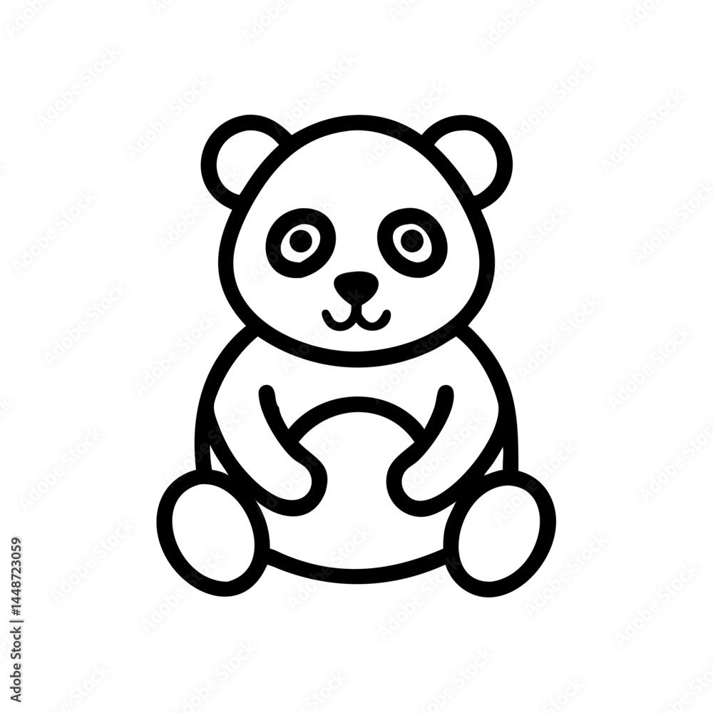 Obraz premium Cute baby panda illustration, cheerful expression on white background, copy space