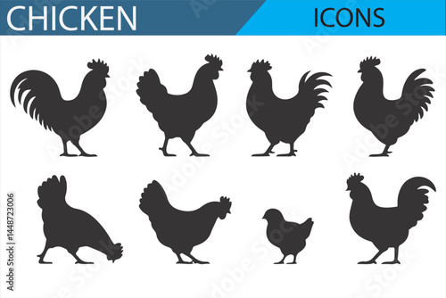Minimalist Hen and Chicken Silhouettes for Rural-Themed Projects