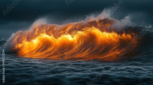 Fiery ocean wave