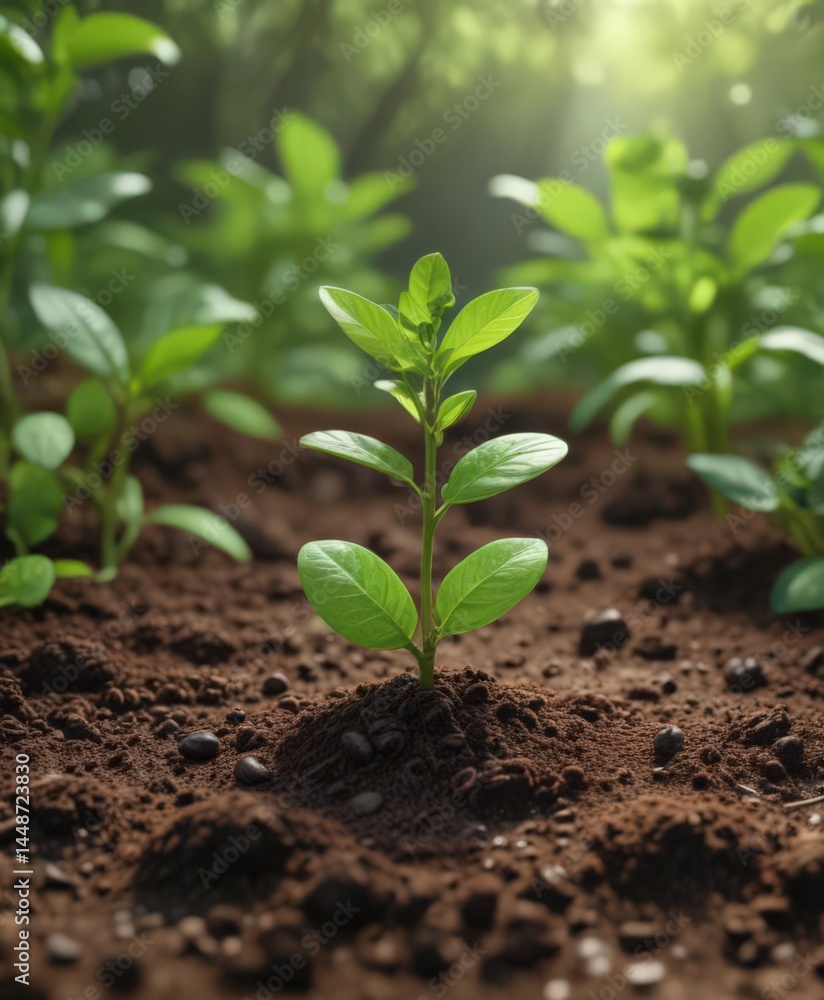 Tiny coffee bean seedlings emerge in vibrant green natural setting , coffee bean, farm, soil Tiny coffee bean seedlings emerge in vibrant green natural setting , coffee bean, farm, soil