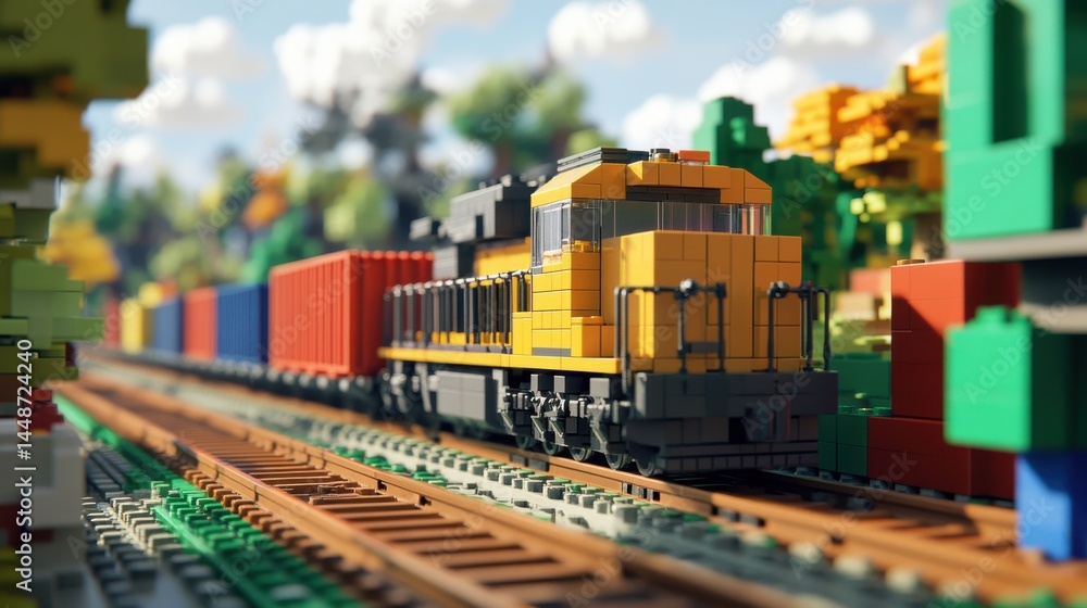 Fototapeta premium A 4K photo of freight train with cargo containers.