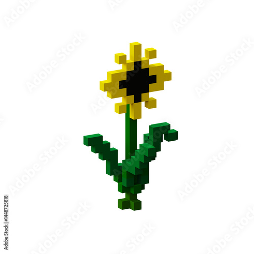 retro sunflower asset pixel flower illustration cute 3d flowers pack pixel art voxel design