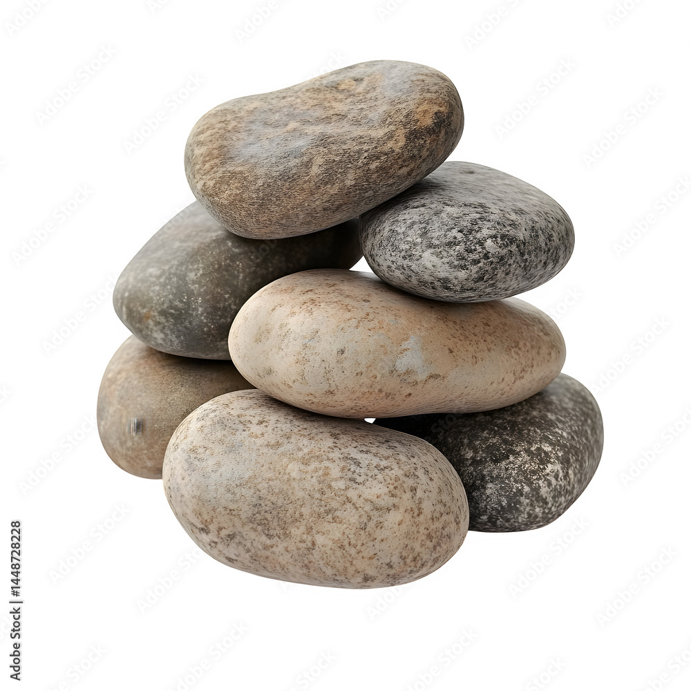 Stacked smooth grey stones isolated on white background Stacked smooth grey stones isolated on white background