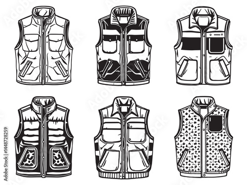 Fleece Vest line art icon stylish outdoor gear illustration