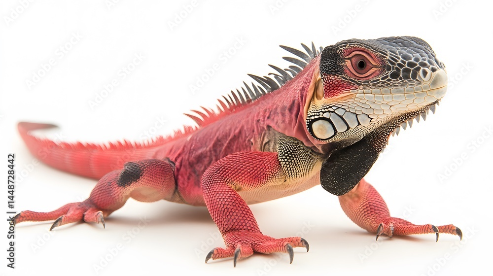 Obraz premium Vibrant Red Iguana Reptile Closeup Studio Shot