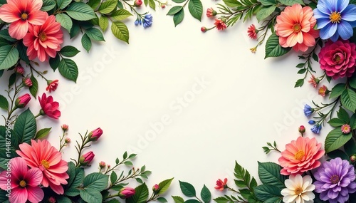 Intricate continuous blooming flowers, vines, and leaves , flowing, garden, paper