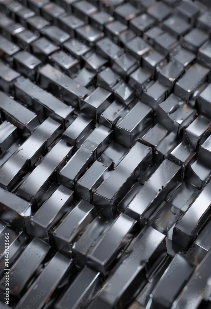 Fototapeta premium Interwoven metallic bars, sharp angles, reflective sheen, background, abstract shapes
