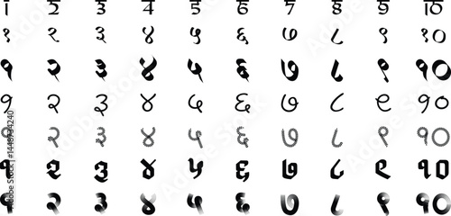 Hindi Typography hindi numbers Means numbers calligraphy fonts Hindi text 1 to 10