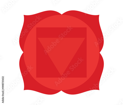 Muladhara chakra icon. First root chakra red symbol red. Sacral sign. Vector illustration on white background