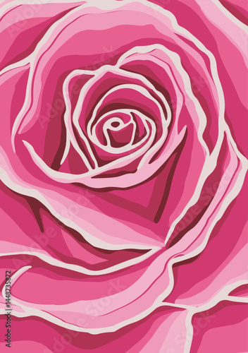 Red Rose Flower Vector Illustration. Pink rose for wedding design. 