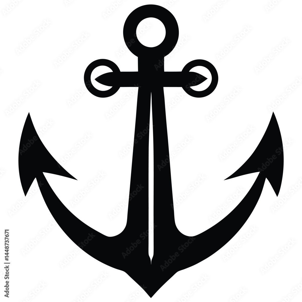 Nautical Anchor Illustration Black and White Vector Graphic Nautical Anchor Illustration Black and White Vector Graphic