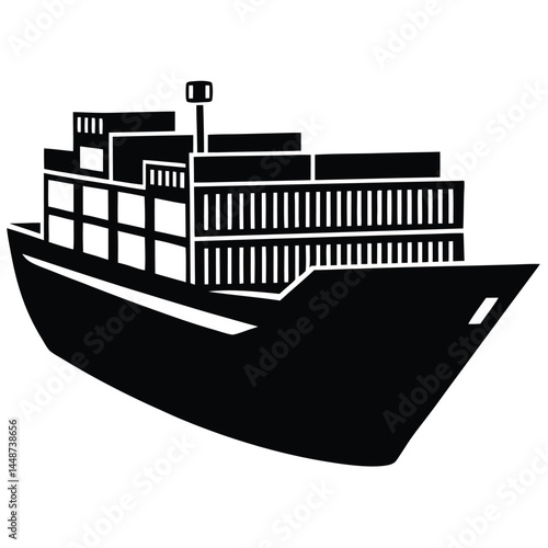 Cargo Ship Global Trade and Maritime Transport Icon