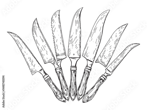 Grafting Knife line art icon clean black white sketch