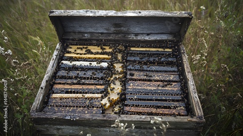 Open Beehive Honeycomb Frames Bees Nature