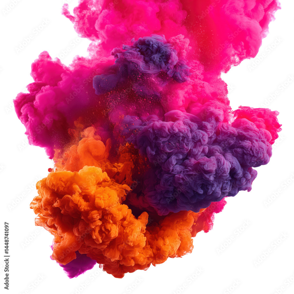 Fototapeta premium Stunning Abstract Ink Mixing Art: A Vibrant Explosion of Color , isolated on white background PNG
