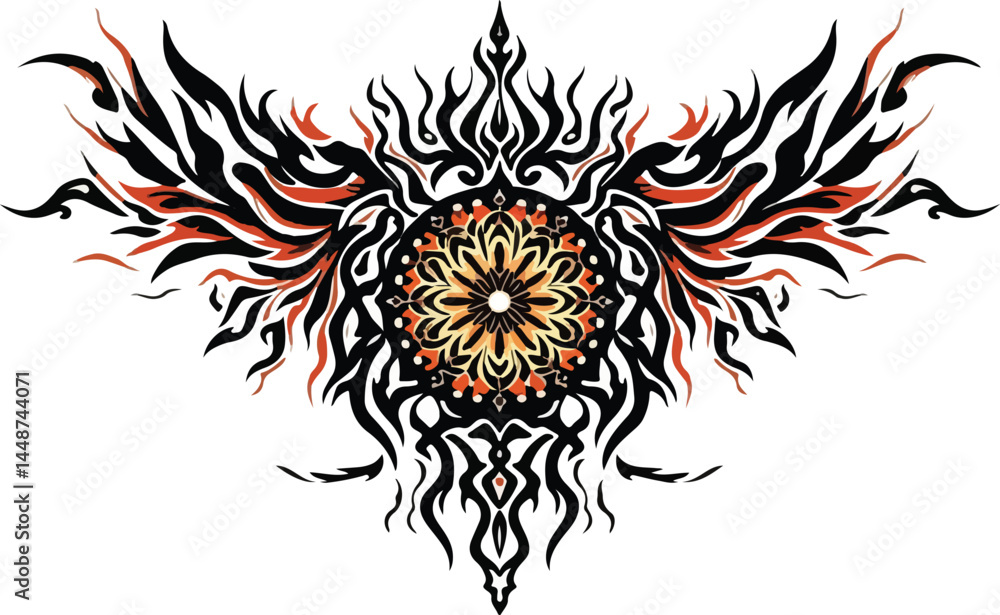 Fototapeta premium Tribal Tattoo Art Design – Perfect for Tattoo, T-Shirt Design, Print, Wall Art, Poster or Digital Stickers. Editable vektor Sketched Art