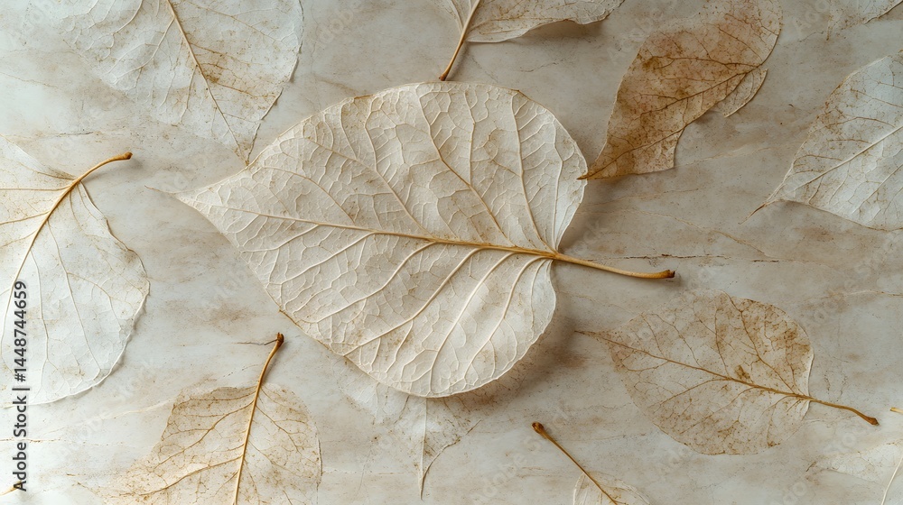custom made wallpaper toronto digitalDried Leaves on Beige Marble Background Autumn Nature Texture