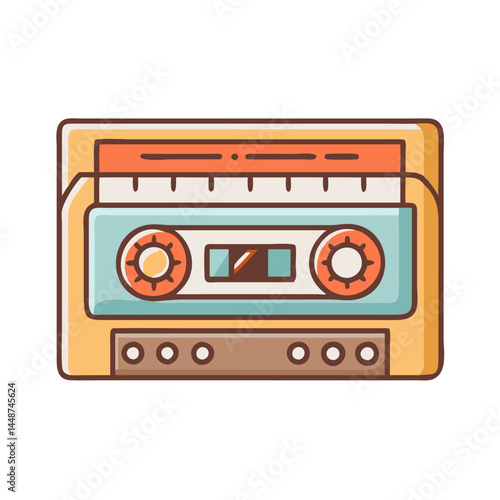 Vintage cassette tape illustration for music lovers and retro audio technology enthusiasts design