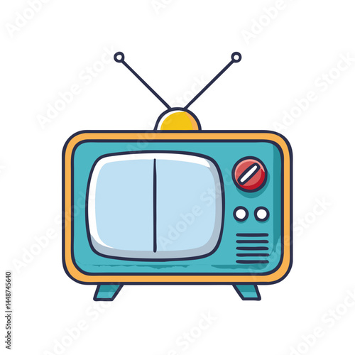 Retro television vector illustration vintage tv set with antenna and screen for media design