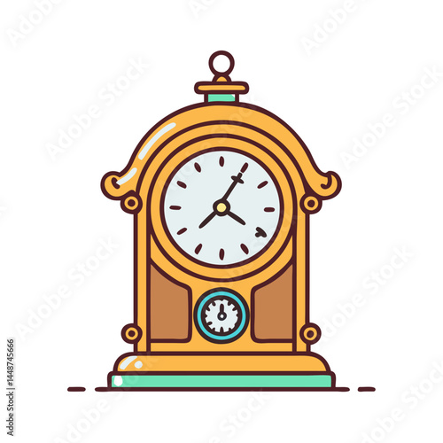 Antique mantel clock vintage time piece illustration decorative home decor clockwork design element