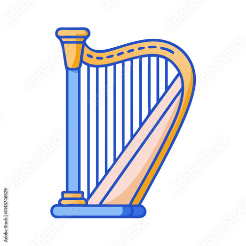 Illustration of a harp musical instrument stringed instrument orchestral harp music art design