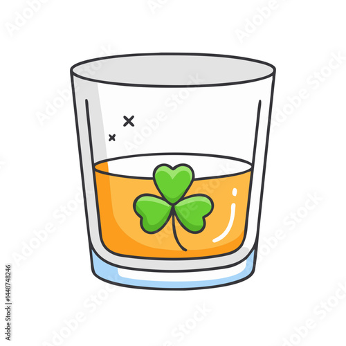 Celebrate st patrick's day with a festive irish whiskey cocktail in a glass illustration