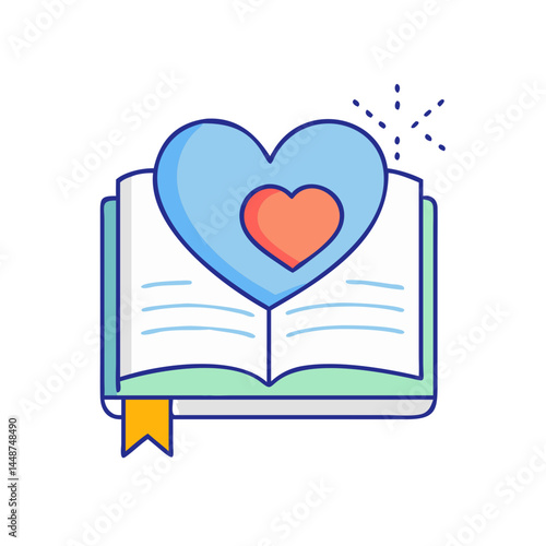 Heart book love reading education knowledge valentine day romance story learning passion open book