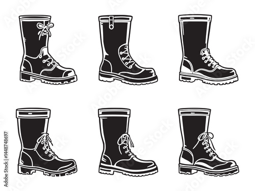 Gumboots line art icon perfect for rainy weather