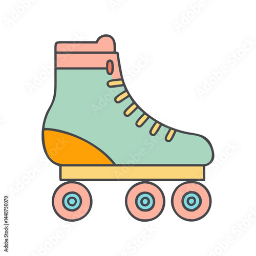 Retro roller skate illustration vector, vintage roller skating design graphic element clip art