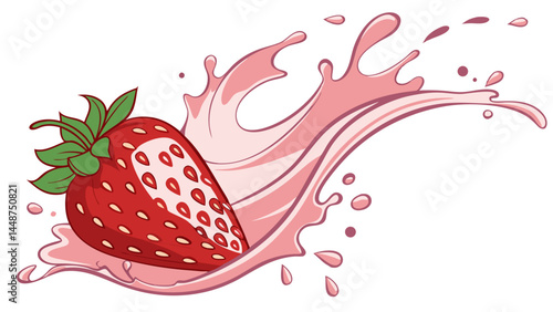 strawberry and milk splash vector 