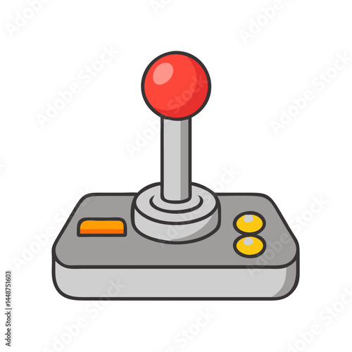 Retro arcade joystick vector illustration for vintage gaming console and controller design needs