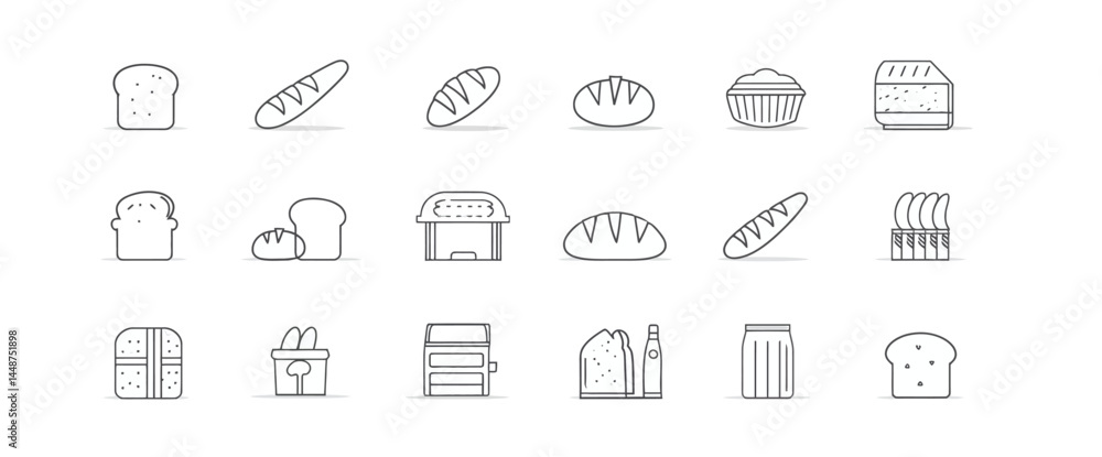 icon sheet, simple shapes, Bread icons icon sheet, simple shapes, Bread icons