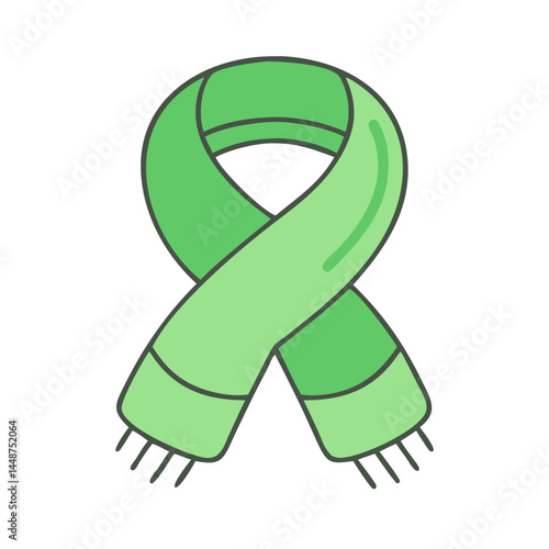 Green winter scarf fashion accessory knitted warm neckwear apparel clothing illustration design