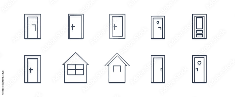 icon sheet, simple shapes, Door icons icon sheet, simple shapes, Door icons