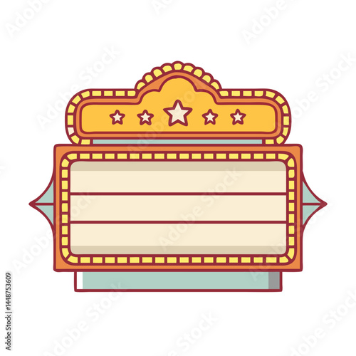 Retro theater marquee sign vector illustration for cinema movie showtime and entertainment design