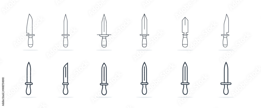 icon sheet, simple shapes, Knife icons icon sheet, simple shapes, Knife icons