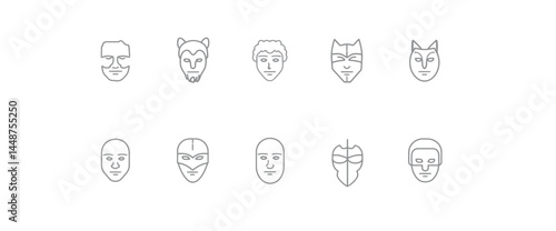 icon sheet, simple shapes, Mask icons