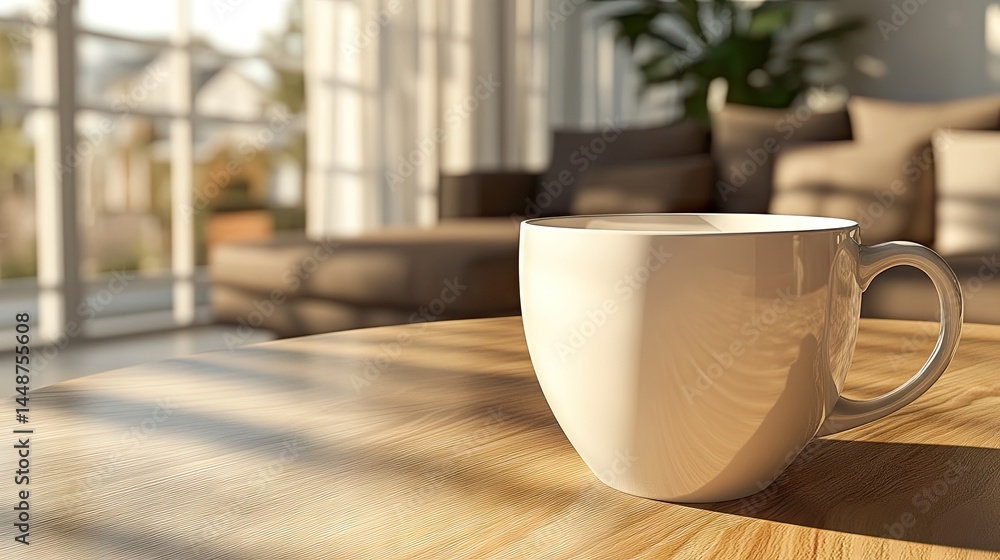 Obraz premium Cozy living room scene with a cup of coffee.