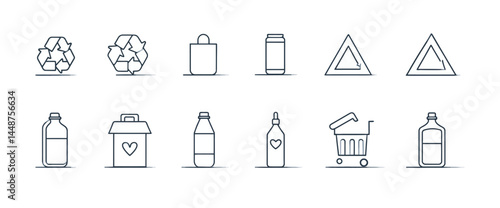icon sheet, simple shapes, Recycle icons