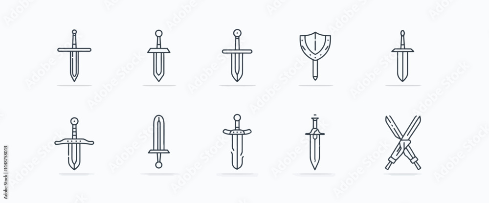 icon sheet, simple shapes, Sword icons icon sheet, simple shapes, Sword icons