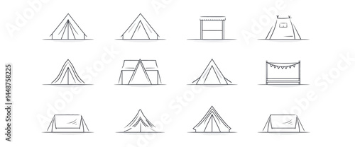 icon sheet, simple shapes, Tent icons