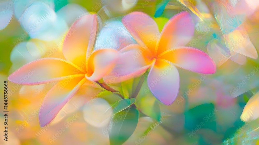 Vibrant Plumeria Flowers Abstract Painting Vibrant Plumeria Flowers Abstract Painting